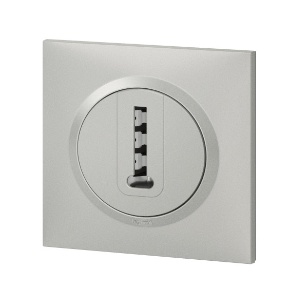 Prise téléphone aluminium Legrand Dooxie en T avec plaque de finition