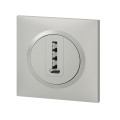 Prise téléphone aluminium Legrand Dooxie en T avec plaque de finition