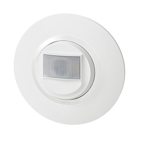 Détecteur de mouvement blanc Legrand Dooxie sans neutre avec plaque de finition déco