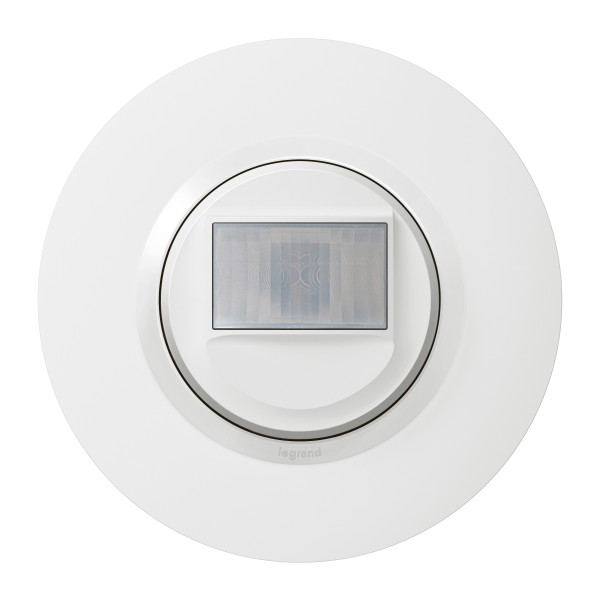 Détecteur de mouvement blanc Legrand Dooxie sans neutre avec plaque de finition déco