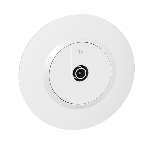 Prise télévision simple blanc Legrand Dooxie avec plaque de finition deco