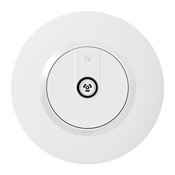 Prise télévision simple blanc Legrand Dooxie avec plaque de finition deco