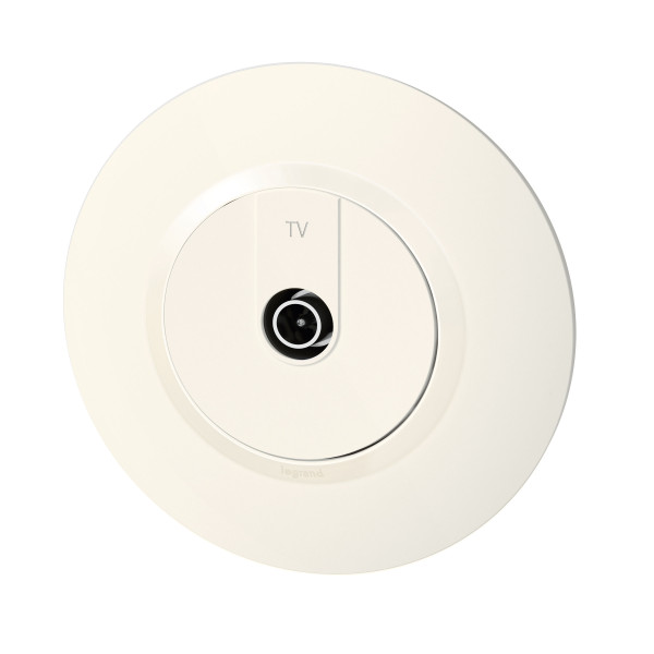 Prise télévision simple blanc Legrand Dooxie avec plaque de finition deco