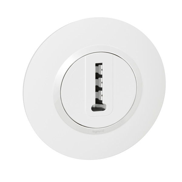 Prise téléphone en T blanc Legrand Dooxie avec plaque de finition deco