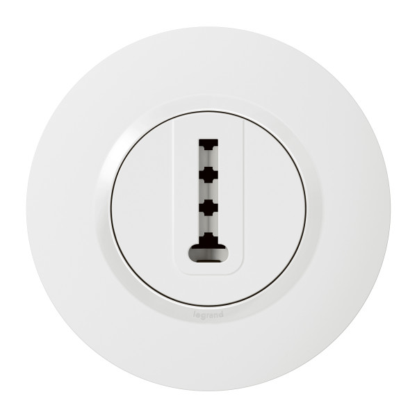 Prise téléphone en T blanc Legrand Dooxie avec plaque de finition deco