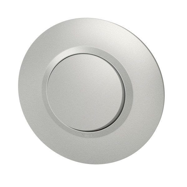 Interrupteur ou va-et-vient alu Legrand Dooxie 10AX 250V avec plaque ronde et bague effet chrome