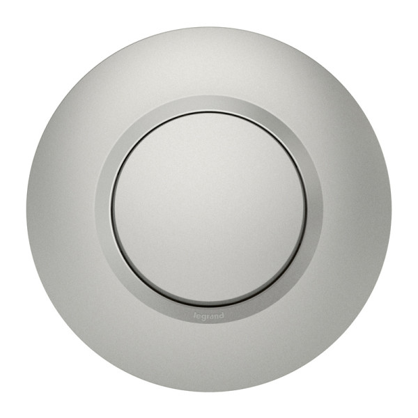 Poussoir aluminium Legrand Dooxie avec plaque de finition deco