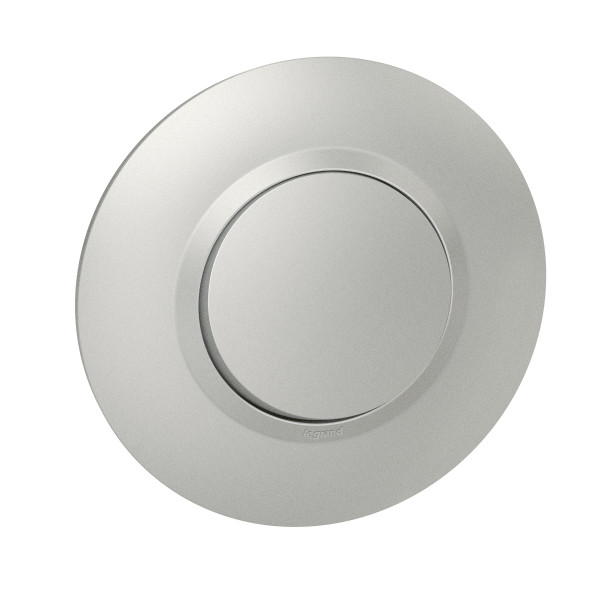 Poussoir aluminium Legrand Dooxie avec plaque de finition deco