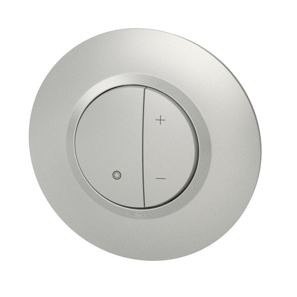 Variateur toute charge aluminium Legrand Dooxie avec plaque de finition deco