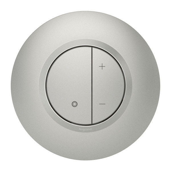 Variateur toute charge aluminium Legrand Dooxie avec plaque de finition deco