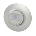 Détecteur de mouvement sans neutre aluminium Legrand Dooxie avec plaque de finition deco