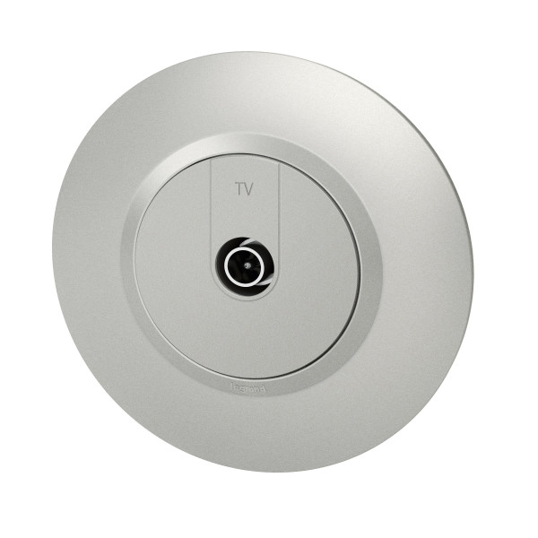Prise télévision simple aluminium Legrand Dooxie avec plaque de finition deco