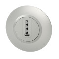 Prise téléphone en T aluminium Legrand Dooxie avec plaque de finition deco