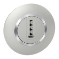 Prise téléphone en T aluminium Legrand Dooxie avec plaque de finition deco