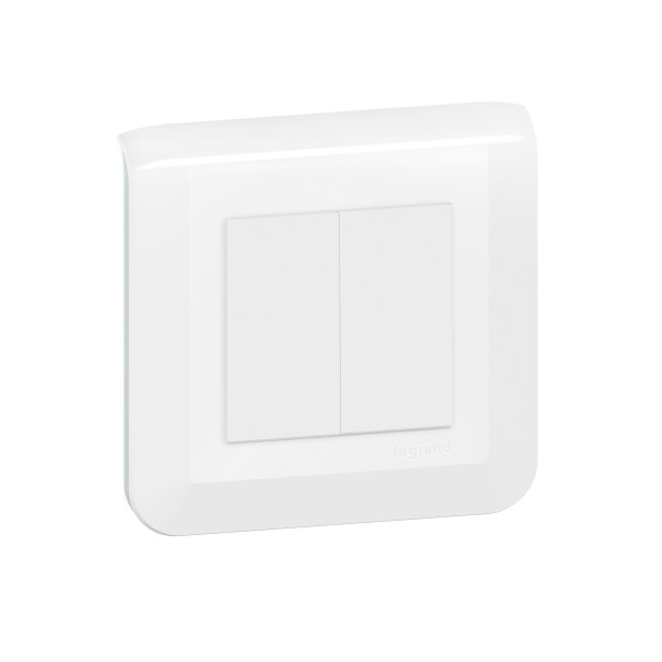 Mosaic double interrupteur ou va et vient 10a complet griffe blanc