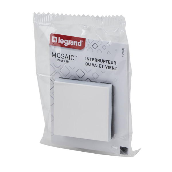 Mosaic easy led interrupteur ou va et vient 10a 2 modules composable blanc