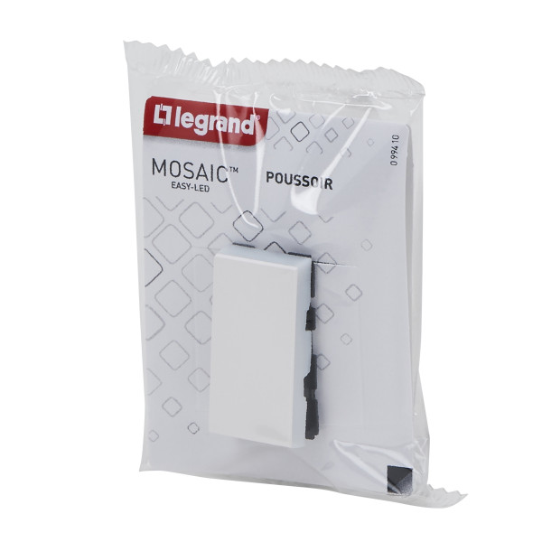 Mosaic poussoir 6a 1 module composable blanc