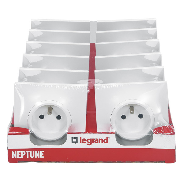 Legrand - lot de 12 prises de courant avec terre Legrand Neptune - blanc
