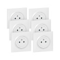 Prises de courant 2P+T surface blanc Legrand Dooxie Lot de 6 pièces avec plaques de finition