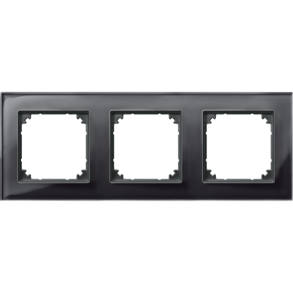 System m - m elegance - plaque de finition - 3 postes - verre noir