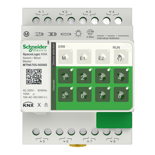 Spacelogic knx - commutation volet/store, 8 sorties 10ax/16ac1, master, secure