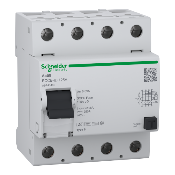 Acti9 rccb-id - interrupteur différentiel - 4p - 125a type b- 30ma