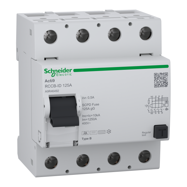 Acti9 rccb-id - interrupteur différentiel - 4p - 125a - type b - 500ma