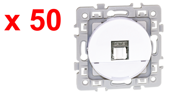 Square lot 50 rj45 cat 6a stp (gr3tv )blc  "top chantier"