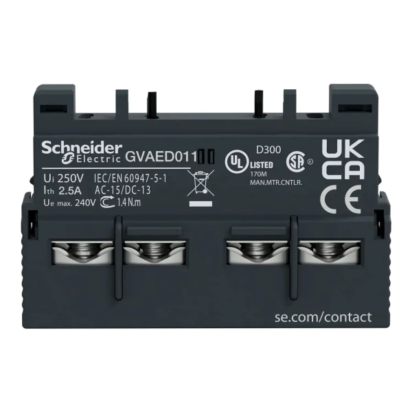 Bloc auxiliaire Schneider GVAED011 – 1F+1O – Montage frontal – pour disjoncteurs GV2/GV3