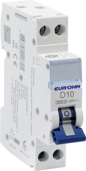 Disjoncteur 1p+n 10a courbe d connexion vis/vis  4,5ka nf