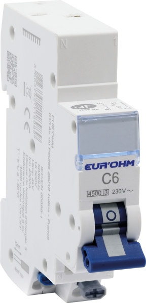 Disjoncteur 1p+n 6a courbe c connexion rapide/rapide 4,5ka nf