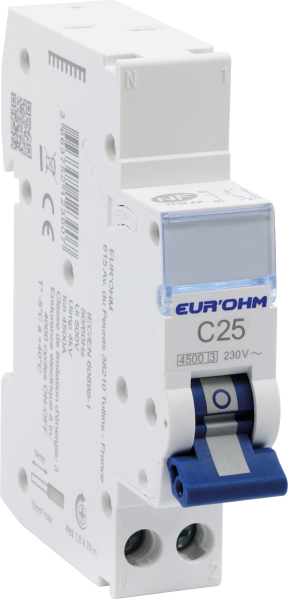 Disjoncteur 1p+n 25a courbe c connexion rapide/vis 4,5ka nf