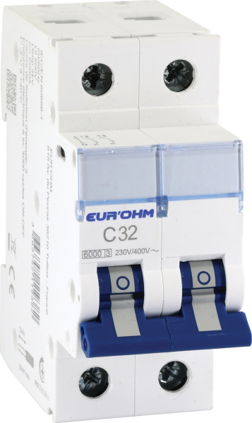 Disjoncteur 2p 32a courbe c connexion vis/vis 6ka nf