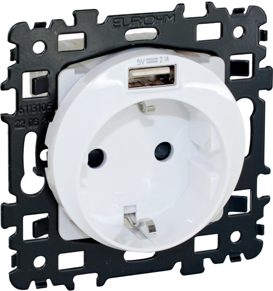 Square prise combinée schuko + usb a - blanc