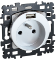 Square prise 2p+t + usb silver