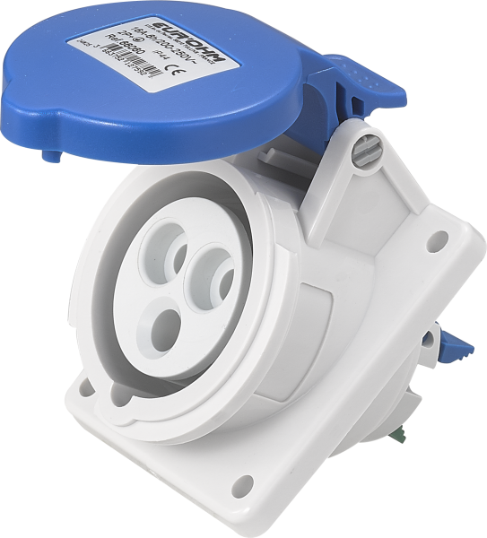 Socle de prise industrielle à encastrer à 10° 2p+t 16a 230v ac ip44