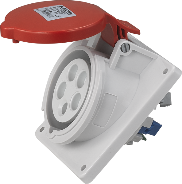 Socle de prise industrielle à encastrer à 10° 3p+n+t 16a 400v ac ip44