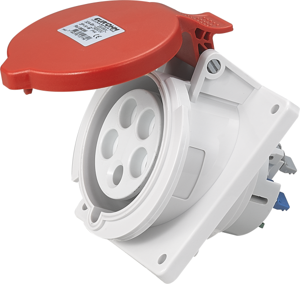Socle de prise industrielle à encastrer à 10° 3p+n+t 32a 400v ac ip44