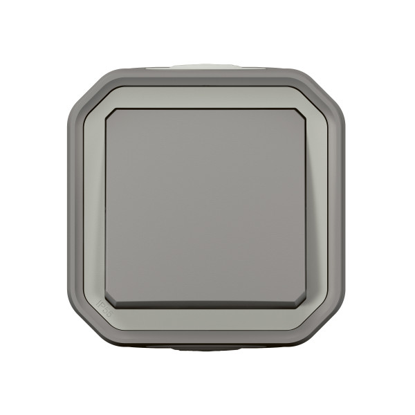 Plexo commande simple réversible va-et-vient ou poussoir - gris - saillie