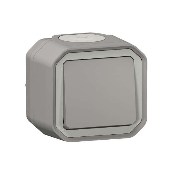 Plexo commande simple réversible va-et-vient ou poussoir - gris - saillie
