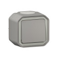 Plexo commande simple réversible va-et-vient ou poussoir - gris - saillie