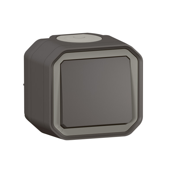 Plexo commande simple réversible va-et-vient ou poussoir - anthracite - saillie
