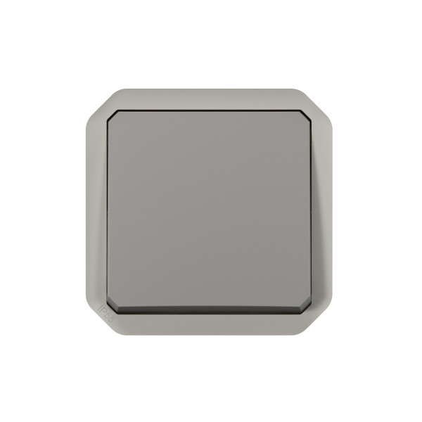 Plexo commande simple réversible va-et-vient ou poussoir - gris - composable
