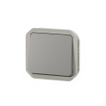 Plexo commande simple réversible va-et-vient ou poussoir - gris - composable