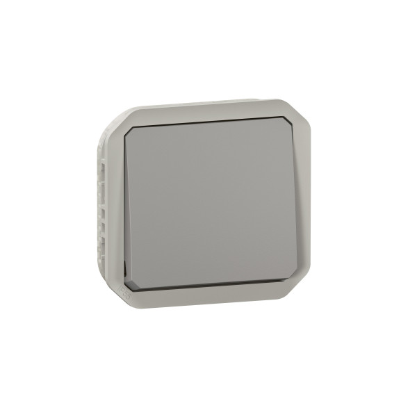 Plexo commande simple réversible va-et-vient ou poussoir - gris - composable