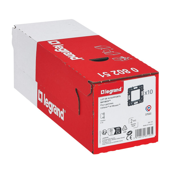 Lot de 10 supports à vis batibox - 2 modules