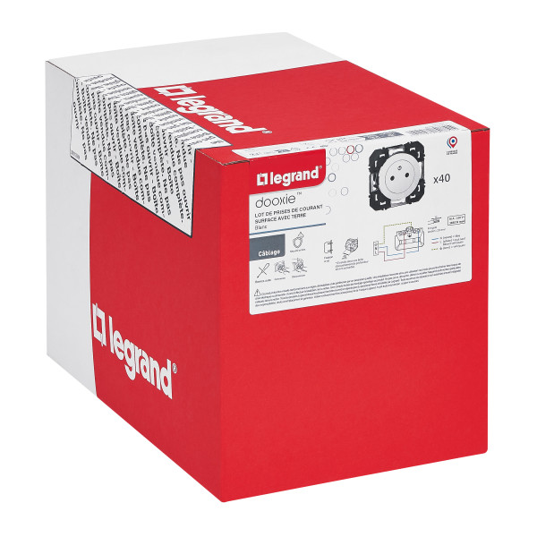 Lot dooxie 40 prises de courant surface 2p+t - composable blanc