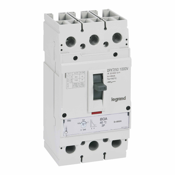 Disjoncteur dpx³ 250 1000v - 3p 80a 20ka thermomagnétique