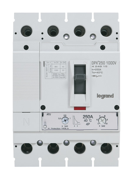 Disjoncteur dpx³ 250 1000v - 4p 250a 20ka thermomagnétique