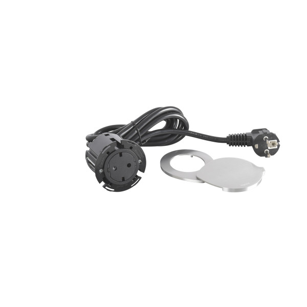 Disq60 incara 2p+t schuko surface et cordon 2m - noir avec couvercle